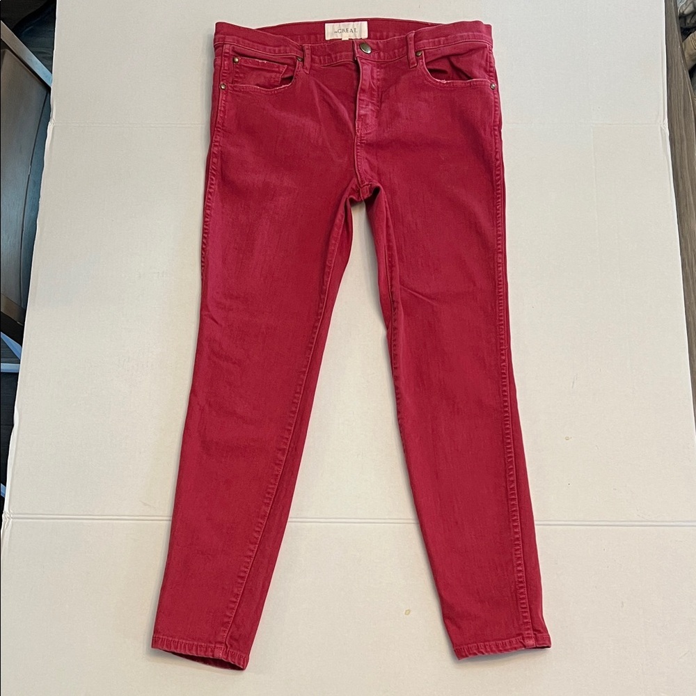 THE GREAT RED MID RISE ANKLE & CROPPED DENIM JEANS SIZE 29 MADE IN USA